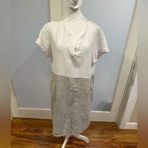 Elegant White and Gray Midi Dress